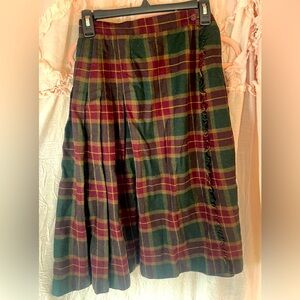 Vintage Michael Steven’s plaid, wool, wrap skirt. Size 8